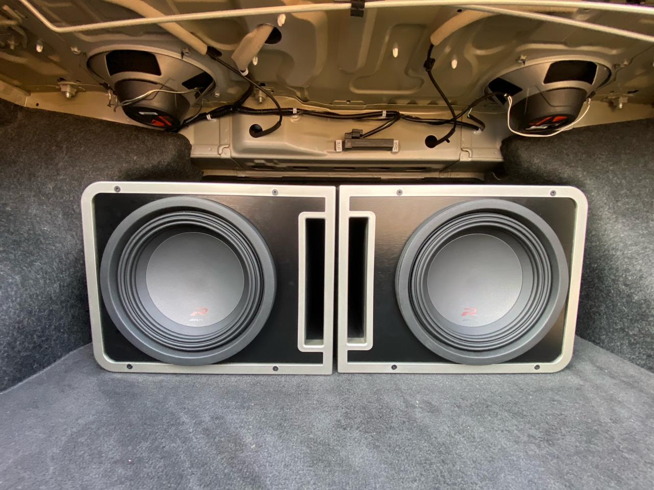 Front-facing dual sub enclosure